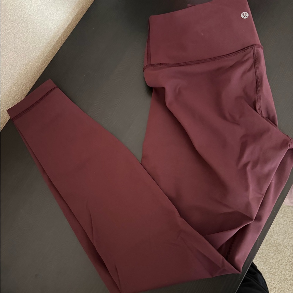 lululemon athletica Burgundy Leggings. Size 8. 28” Wunder Under.